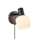 Nordlux Milford Luce Da Parete Vetro Nero | Adatto per 1x E14