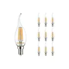 Multipack 10x Noxion Lucent LED E14 Punta attorcigliata Candela Filamento Chiara 4.5W 470lm - 827 Bianco Molto Caldo | Dimmerabile - Sostitutiva 40W
